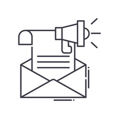 Fototapete - Email marketing plan icon, linear isolated illustration, thin line vector, web design sign, outline concept symbol with editable stroke on white background.