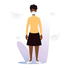 Sticker - young woman wearing medical mask to prevent covid 19