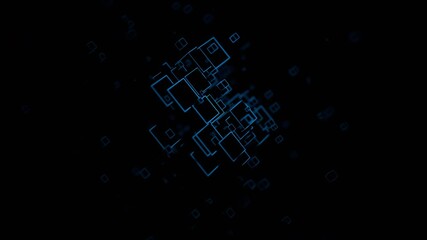Poster - Abstract 3d render, dark futuristic background, seamless looped 4k animation