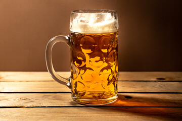 beer mug on brown background