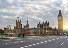 Houses Of Parliament With Big Ben Tower From Westminster Bridge, London, UK