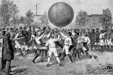 Wall Mural - Tempelhofer, Berlin. New Faustball game with a 1,50 m. ball. Antique illustration. 1896.