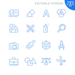 Design related icons. Editable stroke. Thin vector icon set, black and white kit