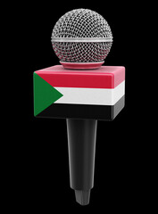 Poster - Microphone and Sudan flag. Image with clipping path