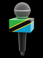 Poster - Microphone and Tanzania flag. Image with clipping path