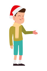 Sticker - merry christmas boy with hat character cartoon