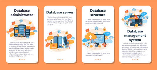 Poster - data base administrator mobile application banner set. it