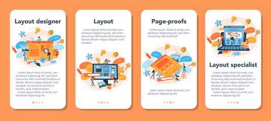 Poster - Layout designer mobile application banner set. Web development