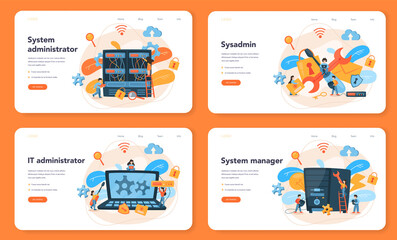 Poster - system administrator web banner or landing page set