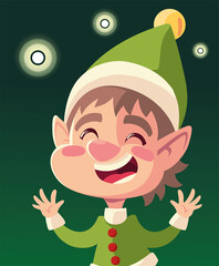 Poster - christmas happy helper with lights decoration green background