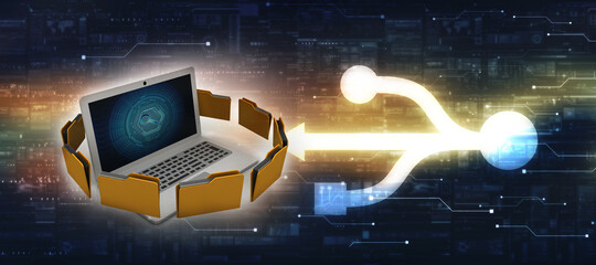 Poster - 3d rendering computer folder network 

