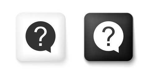 Fototapete - Black and white Question mark in circle icon isolated on white background. Hazard warning symbol. Help symbol. FAQ sign. Square button. Vector.
