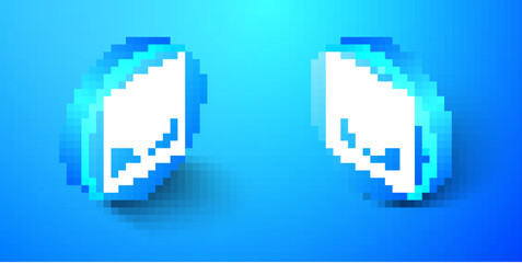 Poster - Isometric Network port - cable socket icon isolated on blue background. LAN port icon. Ethernet simple icon. Local area connector icon. Blue circle button. Vector.