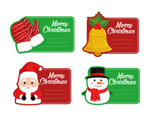 Wall Mural - four happy merry christmas cards vector illustration design