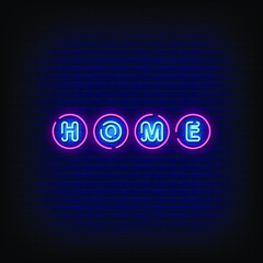 Wall Mural - Home Neon Signs Style Text Vector