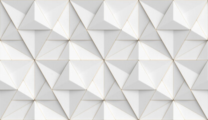 Wall Mural - 3D Wallpaper of white triangle geometry tiles with gold frayed edges. Star of David.