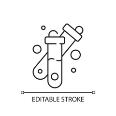 Poster - Test tube linear icon. Laboratory glassware. Chemical experimentation. Culturing live organisms. Thin line customizable illustration. Contour symbol. Vector isolated outline drawing. Editable stroke