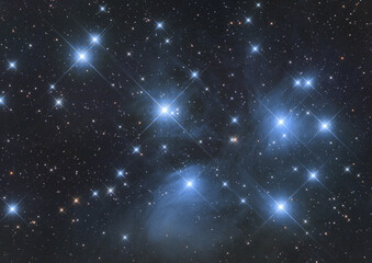 Wall Mural - closeup of messier 45, called also pleiades or seven sisters, its an open cluster in taurus constell