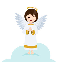 Praying angel on white background. Isolated vector illustration