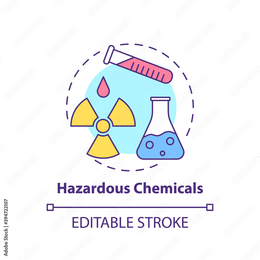 Hazardous chemicals concept icon. Workplace safety concerns. Health  problems because of toxic job environment idea thin line illustration.  Vector isolated outline RGB color drawing. Editable stroke Stock Vector |  Adobe Stock, image size:1000x1000