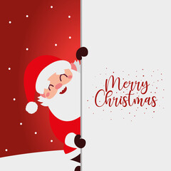 Sticker - merry christmas greeting card santa and hand drawn lettering celebration