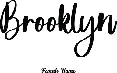 Fototapete - Brooklyn-Female Name Cursive Calligraphy Phrase on White Background
