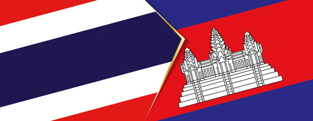 Wall Mural - Thailand and Cambodia flags, two vector flags.