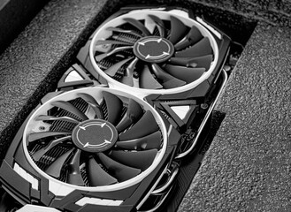 Aufkleber - Gaming powerful modern graphic card close up.