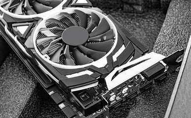 Aufkleber - Gaming powerful modern graphic card close up.