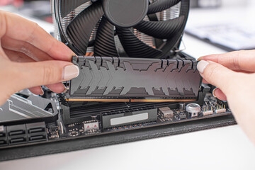 Poster - RAM. Installing random access memory into PC