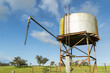 © Gary Chapman/Austockphoto - A water tank sitting on a high metal stand in a paddock