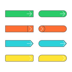 Poster - Set of colorful web buttons with different empty square and white arrows. Template minimalistic design for web or mobile apps.