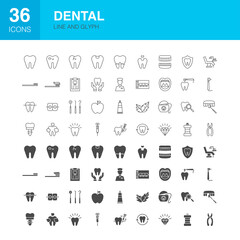 Sticker - Dental Line Web Glyph Icons