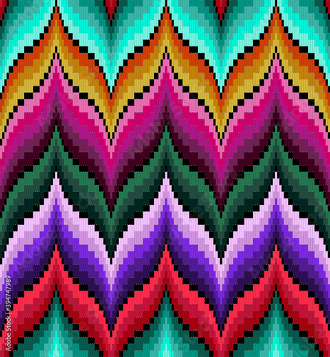 Cuadros en Lienzo Bargello seamless pattern multicolor, traditional italian embroidery, florentine