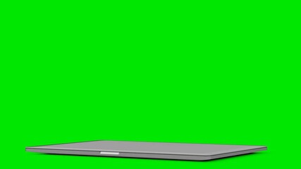 Wall Mural - laptop blank screen opening with screen switching on - isolated on white and green screen. alpha mat