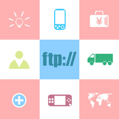 Poster - ftp text. global communication concept . can be used for workflow layout, diagram, business step opt