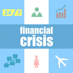 Poster - text financial crisis. business concept . infographic dashboard ui interface template