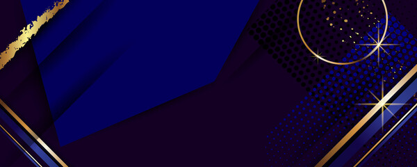 Wall Mural - Abstract Christmas gold design background luxury dark blue and golden line template premium vector decorative elements