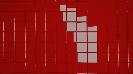 Wall Mural - Red glossy cube pattern background with cubes changing in size, 3d animation using as modern puristic background