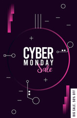 Canvas Print - cyber monday sale poster with circular frame