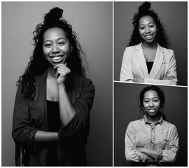 Black and white portraits of a woman