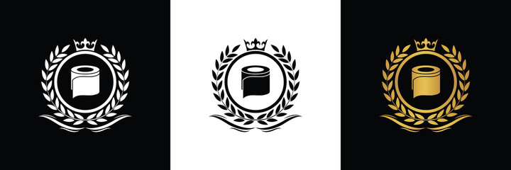 toliet paper logo template luxury royal vector company decorative emblem with crown	
