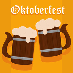 Wall Mural - beer barrel oktoberfest fullcolor poster logo icon- Vector