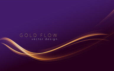 Aufkleber - Abstract shiny color gold wave design element