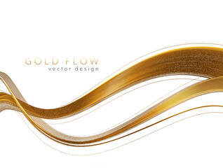 Abstract shiny color gold wave design element