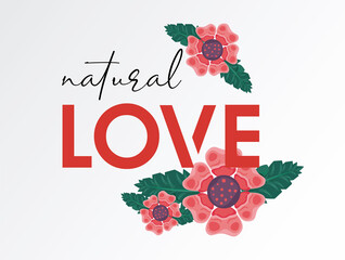 Sticker - floral frame poster nature with natural love quote