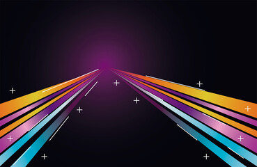 Poster - colorful light trail in blue with yellow and purple colors