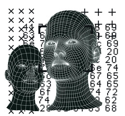 Aufkleber - Silhouette of 3d low poly human head. Concept of Artificial intelligence and Neural Network.