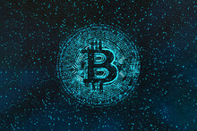 Digital Generated Image Of Illuminated Bitcoin