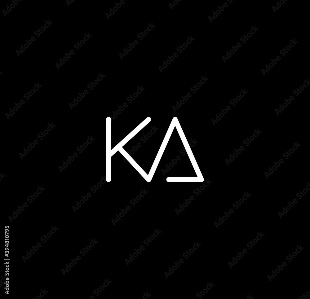 Letter KA alphabet logo design vector. The initials of the letter K and A logo design in a minimal style are suitable for an abbreviated name logo. - obrazy, fototapety, plakaty 